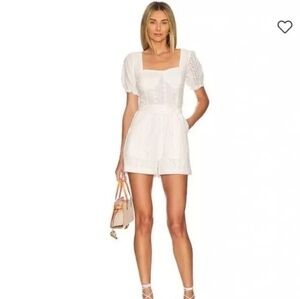 NWT Blank NYC Eyelet Romper | Size S | White Cotton w Pockets | REVOLVE Sold Out